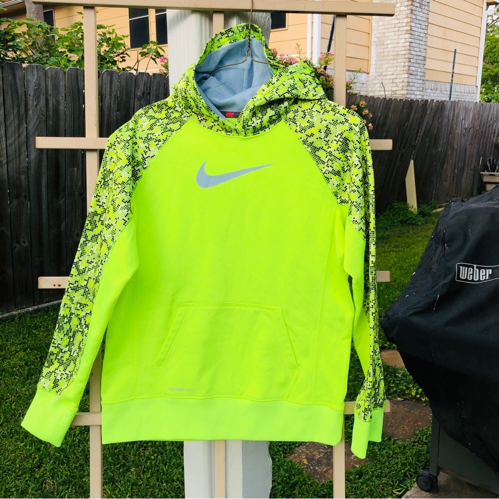 Nike Therma-Fit Youth Lime Green Inside Fleece Hoodie XL